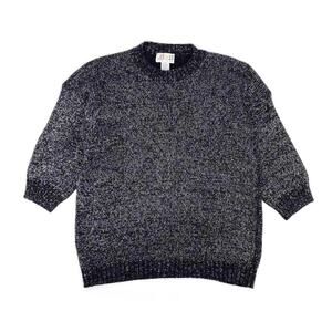80s black & metallic silver sweater 1980s vintage